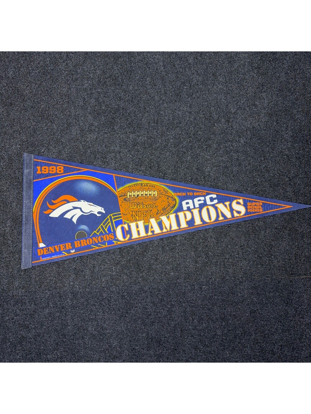 Vintage 1998 Denver Broncos AFC Champions NFL Felt Pennant Wincraft 30"